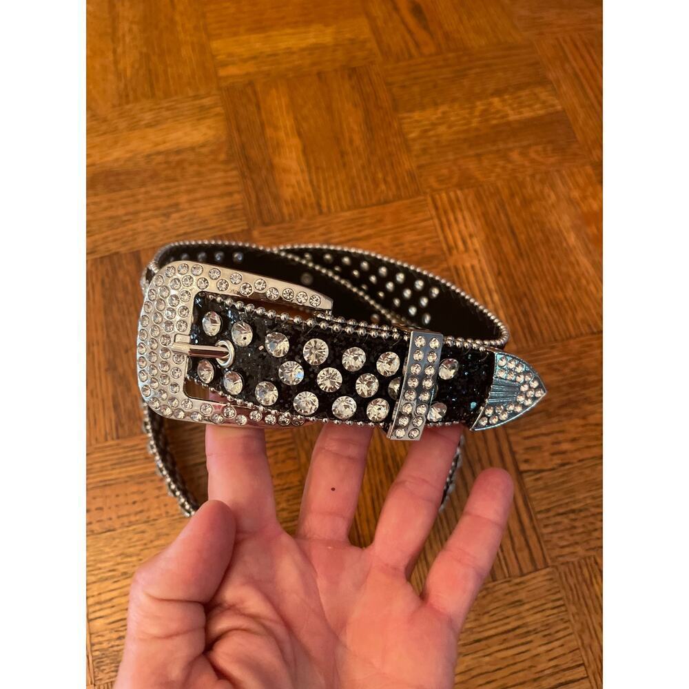 Rhinestone Glitter SKULL belt 44.5” long - Picture 3 of 3